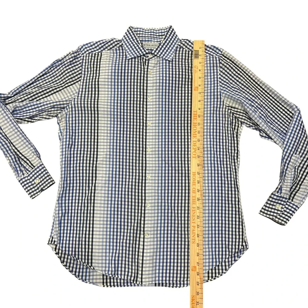 Etro Mens Shirt Size 43 Gingham‎ Check Long Sleeve Button Down Shirt